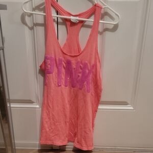 PINK Victoria's Secret Coral & Neon Purple Tank Top. Small